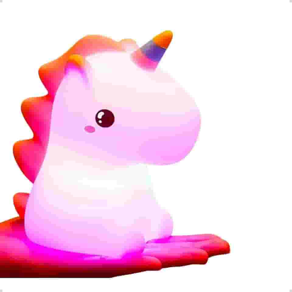 Luminária Unicórnio Infantil com LED, 7 Cores, Luz Noturna Toque Sensível, Abajur Decorativo para Quarto de Criança