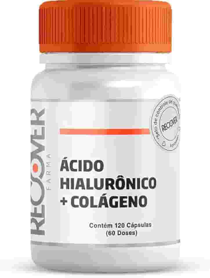 Ácido Hialurônico 100mg + Colágeno 500mg 120 Cápsulas - Recover Farma