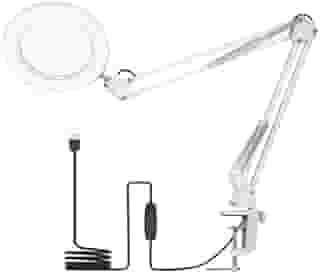 Luminária Led Lupa De Mesa Bancada Articulável Bivolt Branca