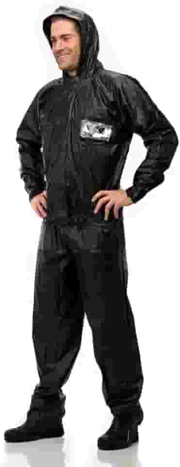 Capa de Chuva Pantaneiro 2701 PVC Com Capuz, Capa de Chuva Impermeável Unissex, Preta, Macacão com Capuz, Material Resistente à Água, para Uso Externo (G)