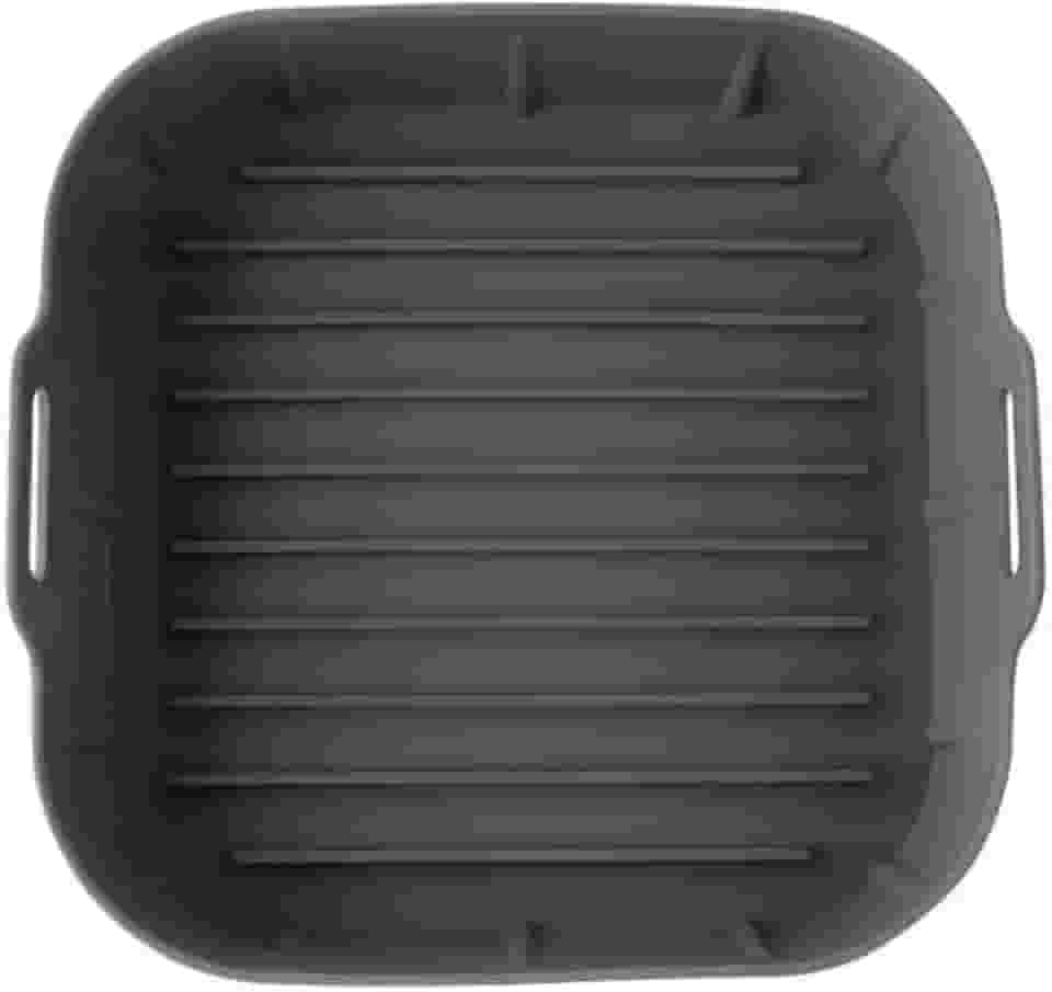 Forma Quadrada de Silicone para Air Fryer 20x20cm Antiaderente e Reutilizável com Alça Prática para Fritadeira Elétrica Forno Panela e Microondas (Cinza)