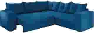 Sofá de Canto Retrátil 5 Lugares Veludo New Qatar Azul Selmer