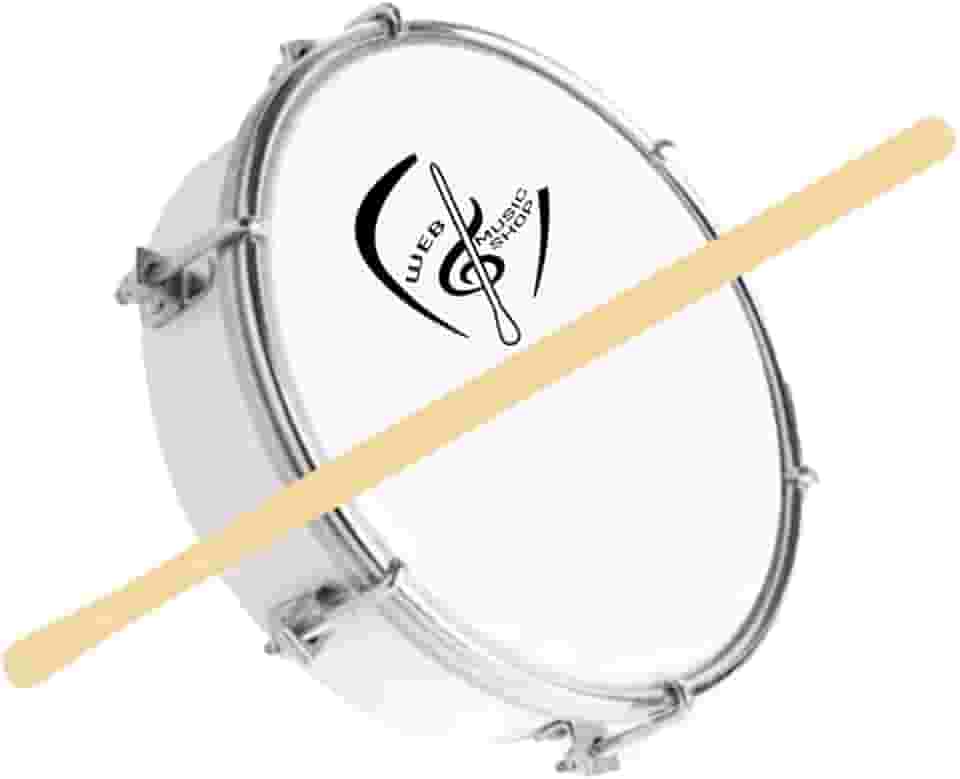 Tamborim 6 Pol. Abs Pele Leitosa C/Baqueta Madeira e Chave de Afinação - Web Music Shop (Branco)
