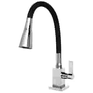 SOFTINOX Torneira Cozinha Flexível Quadrada Bancada Cone Preto 2 Jato