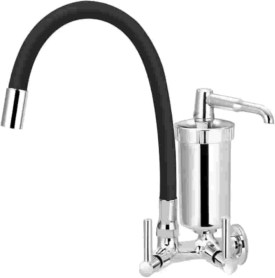 Torneira Filtro Parede Base de Abs Cano Gourmet (Preto 1 Saída)