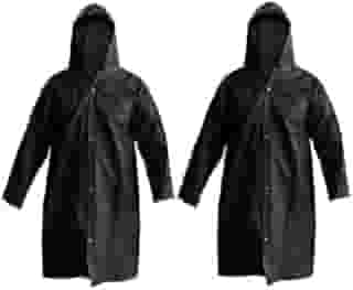 2 Capa De Chuva C/capuz Pvc Forrado Grande Resistente Preta