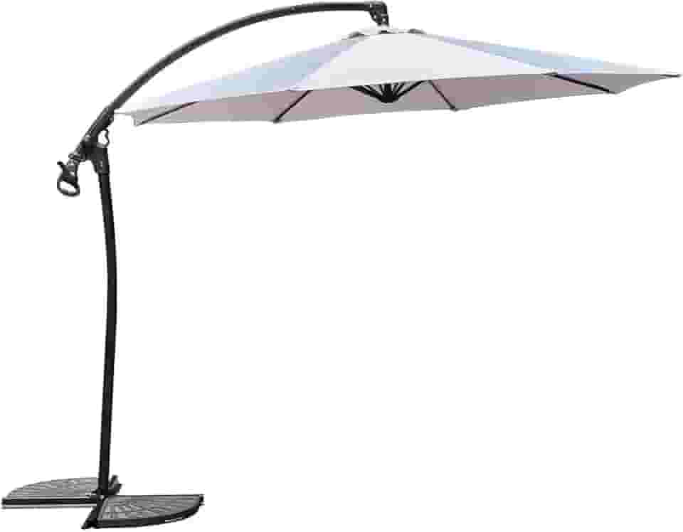 Guarda-sol Ly-008 Suspenso Offset 3 Metros Com Base Incluída Para Deck Jardim Piscina - Ombrelone Haste Lateral UV 50+ Poliéster 220g/m² e Inclinação 45°