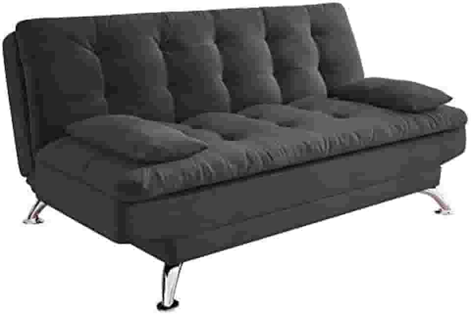 Sofá-Cama 3 Lugares Casal Premium Suede Cinza