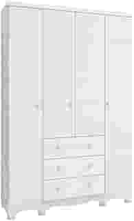 Guarda Roupa de Bebê 4 Portas 3 Gavetas Junior Móveis Peroba Branco Brilho