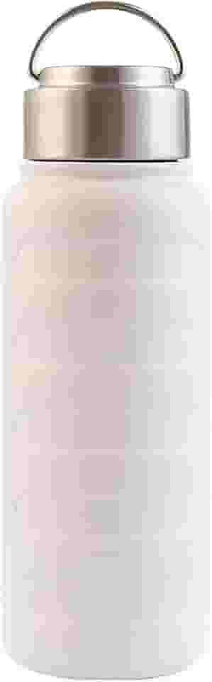 Garrafa de Água Térmica Em Aço Inoxidável 1 Litro Com Sistema Antivazamento e Alça Em Inox (Branco)