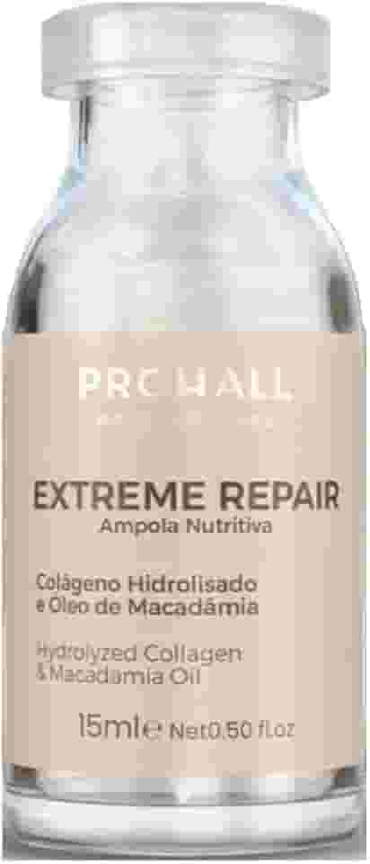 Ampola Capilar Prohall Extreme Repair 15ml - Tratamento Nutritivo com Colágeno e Óleo de Macadâmia - Hidratação Profunda e Brilho Espelhado