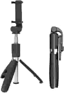 Bastão Tripé Pau de Selfie Bluetooth 3 em 1 Dobrável 360º com Controle Remoto para Celular e Câmera – Selfie Stick Compacto Leve Ajustável para Vídeos, Fotos, Lives, Reuniões e Viagens