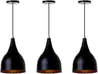 Kit 3 Lustre Pendente Interno Balcão Gota Aluminio (Preto)