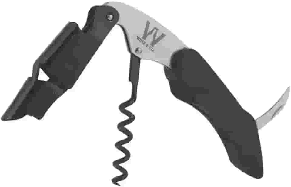 Abridor De Vinho Profissional Wine & Cia Tipo Sommelier Saca Rolhas 2 Tempos Com Serrilha Em Aço 304 (ABS Emborrachado)