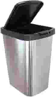Lixeira 9Litros Com Click Plástica Label Inox 25462 Arqplast