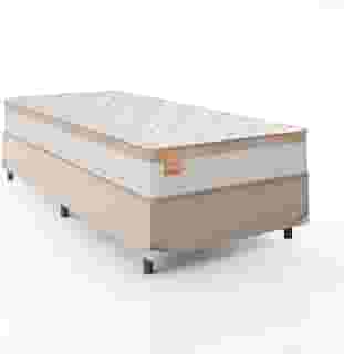 Cama Box Solteiro Colchão Molas Ensacadas Real 88x188x65cm Branco/Bege - Suporta até 130kg
