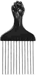 Pente Garfo Profissional para Cabelo com Dentes Metálicos, Cabo Ergonômico, Preto