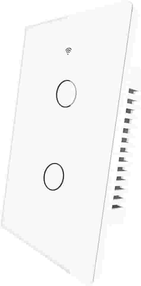 Interruptor de luz inteligente de toque de parede com neutro/sem neutro, sem capacitor, vida inteligente/Tuya funciona com Alexa Google Hub necessário 2 gangues branco EUA