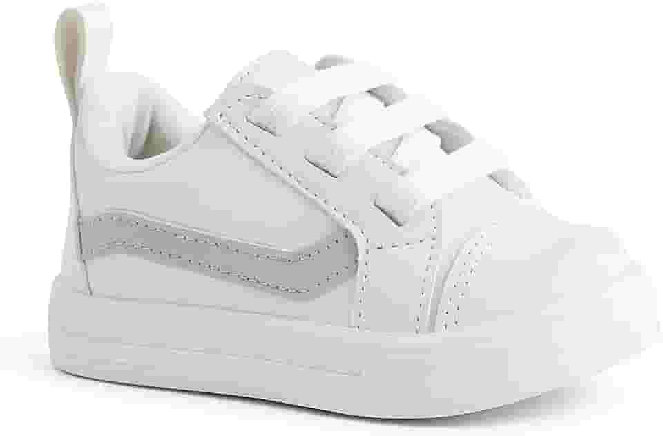 Tênis sapatinho de Bebê e kids | Branco e cinza Casual Batizado e solado antiderrapante Unissex