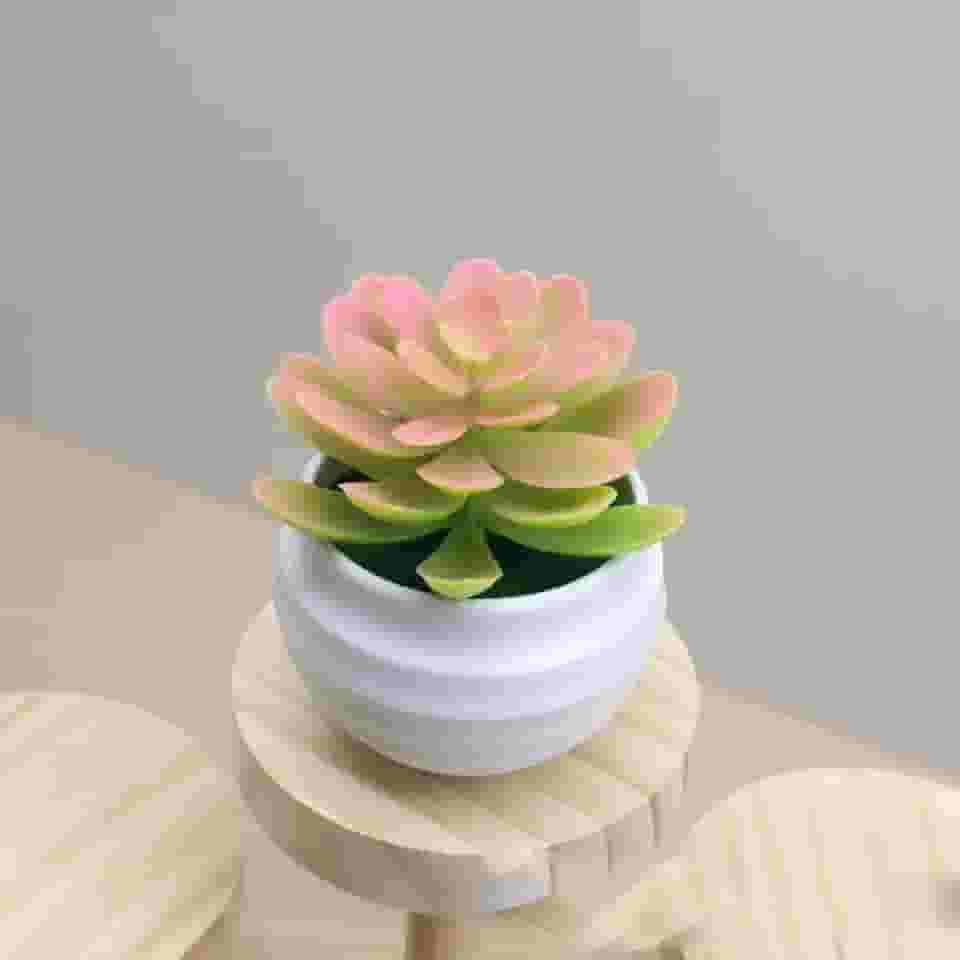 Plantas suculentas artificiais em vasos, pequenas plantas falsas para quarto, estética, sala de estar, escritório, prateleira, decoração de banheiro (rosa)
