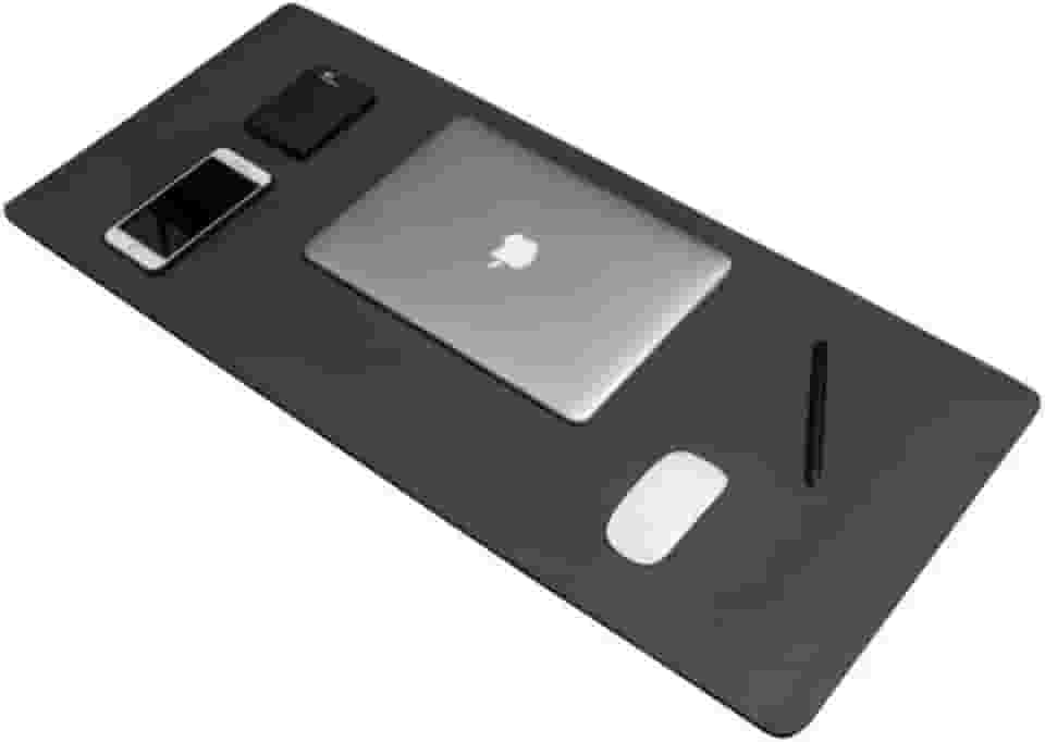 Mouse Pad 60x30cm KingPad Couro Ecológico Preto – Desk Pad Antiderrapante para Escritório, Home Office e Estudo – Tapete de Mesa Resistente à Água