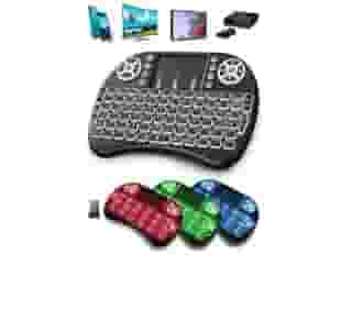 Mini Teclado Bluetooth Sem Fio Wireless Touch Pad Led Iluminado Rgb Pc Notebook Smart e aparelhos Tv box (preto)