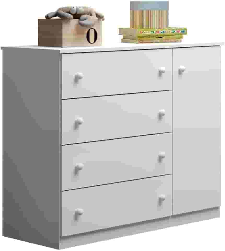 Cômoda Infantil Helena 01 Porta e 04 Gavetas Branco Phoenix