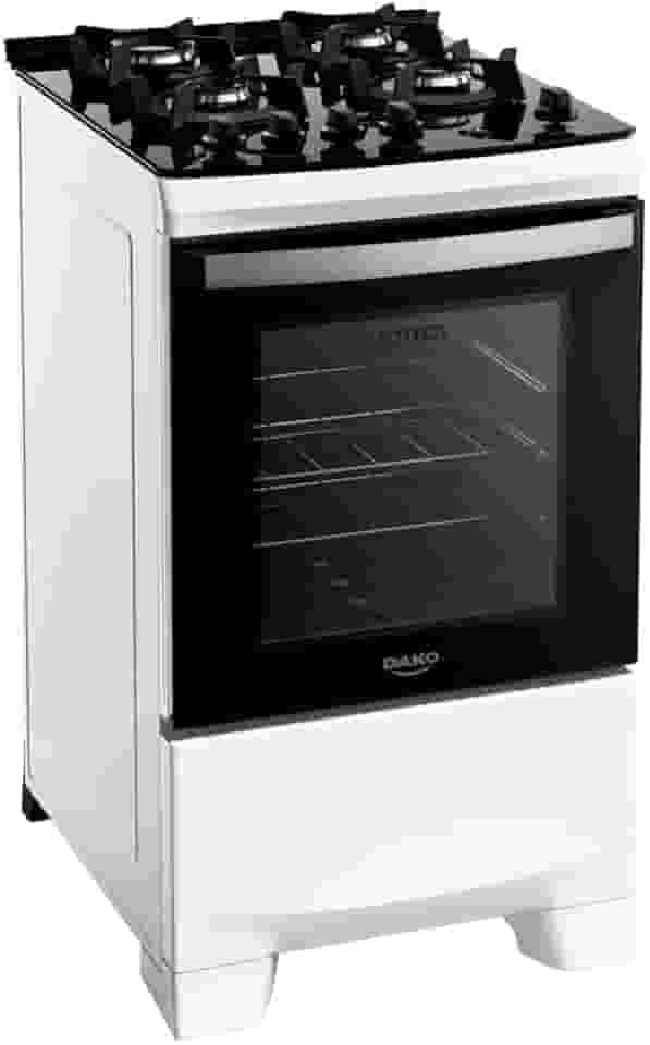 Fogão 4 bocas Dako Supreme Glass Branco Mesa de Vidro