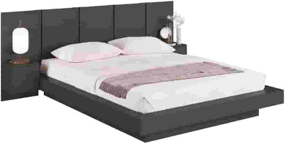 Cama Suspensa Casal Queen com Cabeceira e 2 Mesas de Cabeceira Cj075 200cm Grafite - Art In Móveis