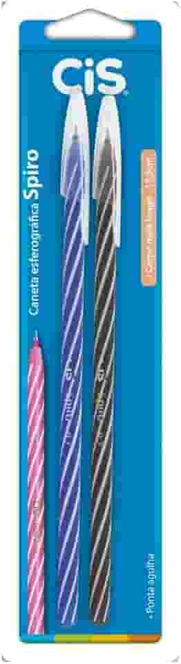 Caneta Esferográfica SPIRO, CIS, Blister c/2 unidades (1 Azul e 1 Preta)