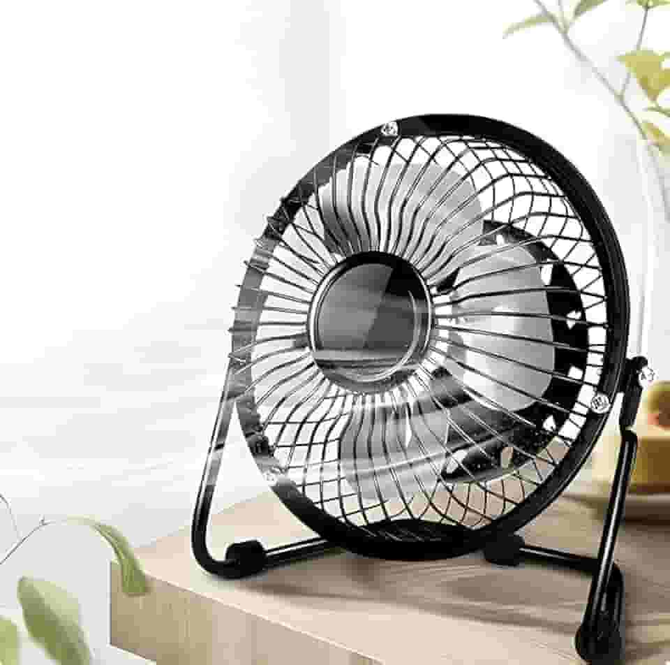 Mini Ventilador De Mesa USB, Portátil E Silencioso, Compacto Em Metal, Rotação 360°, Ideal Para Escritório E Viagens