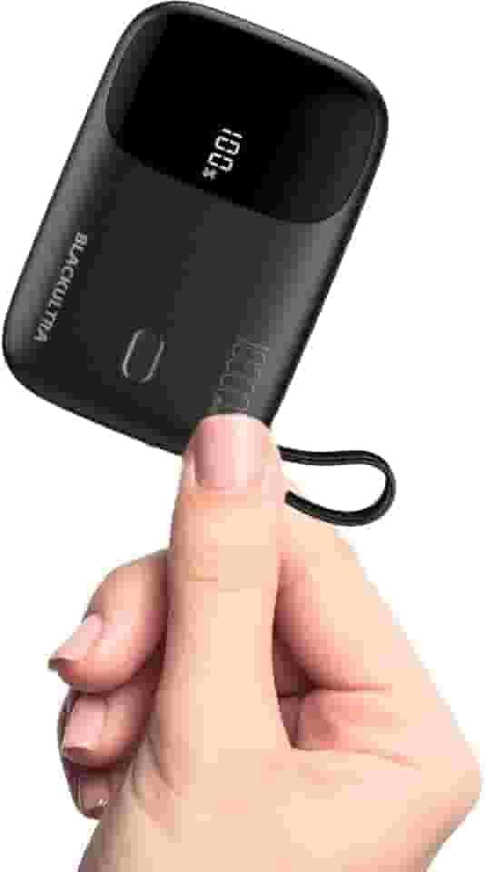 Carregador Portátil 10000mAh com Display LED, Mini Power Bank Rápido 22.5W com PD 3.0 e QC 3.0, USB-C Leve e Compatível com iPhone 16/15/14/13/12/11 e Samsung, Preto