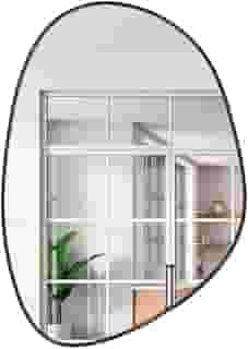 Espelho Decorativo Orgânico 60x40cm Design Moderno e Sofisticado para Parede de Sala Banheiro ou Lavabo Ideal para Ampliar e Valorizar a Decoração (Preto)