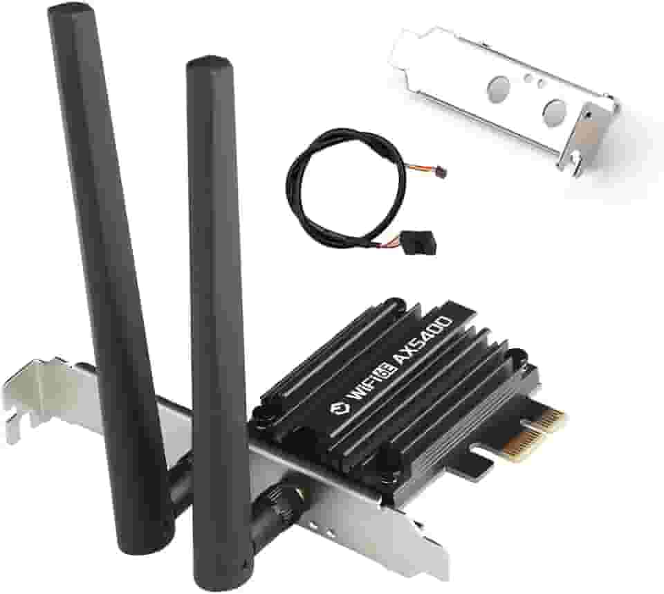 Adaptador WiFi 6E PCIe AX5400Mbps Tri-Band Wireless (2,4G/5G/6GHz) BT 5.3 WPA3 802.11AX Adaptador WiFi com MU-MIMO para PC Desktop - Compatível com Windows 10/11