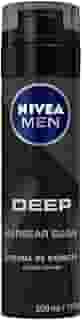 NIVEA MEN Espuma de Barbear Deep 200ml - Com carvão ativado em sua fórmula, promove um barbear suave e ainda deixa a sensação de frescor e limpeza por mais tempo