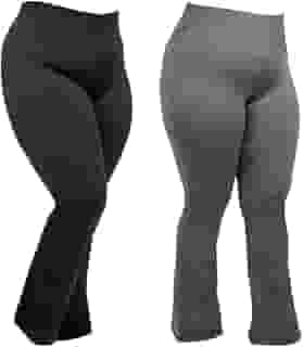 Kit 2 Flares Plus Size Suplex Flanelado Cós Alto PRETO-CINZA G3