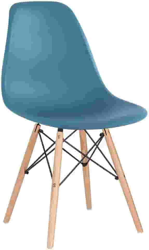 Loft7, Cadeira Charles Eames Eiffel Dsw Com Pés De Madeira Clara Versátil Assento Em Polipropileno Sala De Jantar Cozinha Escritório Bar E, Turquesa