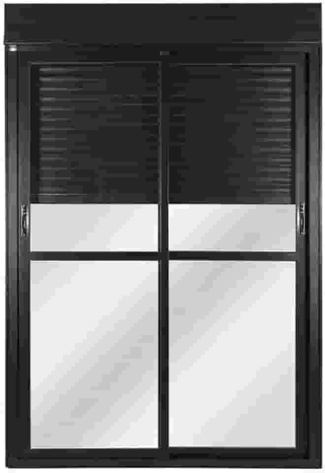 Porta de Aluminio com Persiana Integrada 220x150cm 2 Folhas com Controle