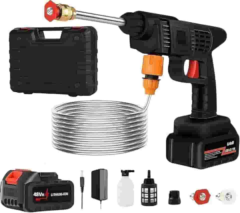 Lavadora de Alta Pressão Portátil 48V, Sem Fio (1 Bateria)