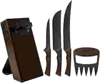 Kit Para Churrasco Tramontina Churrasco Black Com Lâminas De Aço Inox Escurecido E Cabos De Madeira 05 Peças