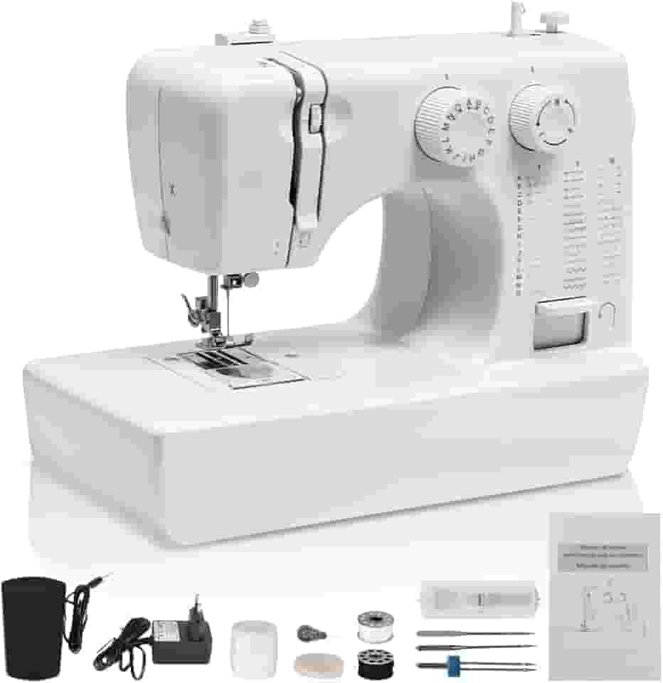 Maquina de Costura com 45 Pontos Profissionais, 110V, Máquina de Costura com Função Ponto Duplo, Maquina de Costura Portátil, Máquina de Costura Portátil, Maquina Costura, Com Instruções em Português