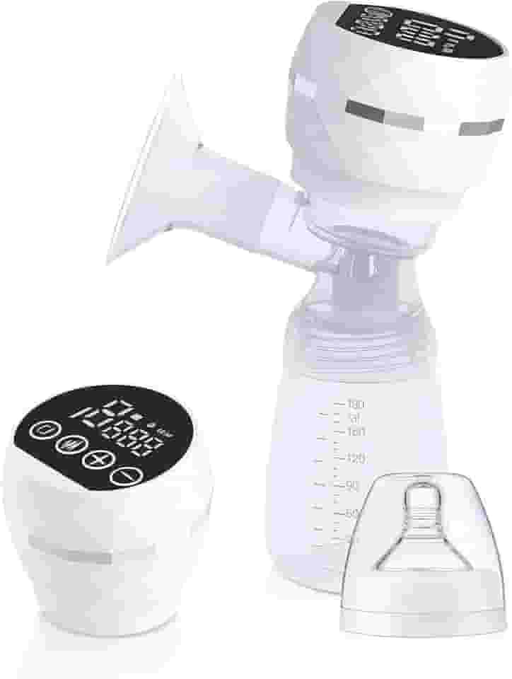 Bomba Tira Leite Materno Elétrica Portátil Recarregável USB – Extratora de leite 9 Níveis de Sucção, Silenciosa, Livre de BPA, com Mamadeira e Cabo Tipo C (Branco)