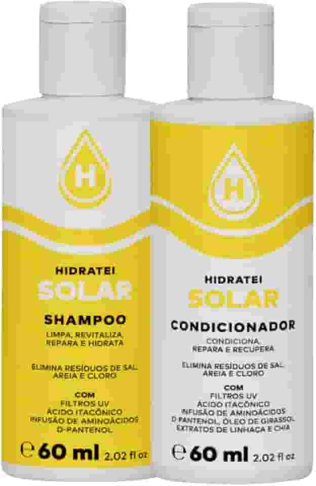 Kit Shampoo e Condicionador Solar Hidratei 60ml cada - Travel Size - Protege os Fios com Ação UV