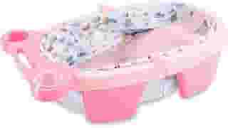 MaxiBaby Banheira de Bebê Inflável e Portátil AirPlus, Dobrável, capacidade 36 litros, Base Antiderrapante e Bandeja Removível (Até 18kgs), Rosa