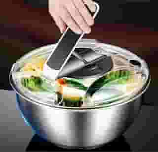 Secador de Salada, Centrifuga de Salada, Desidratador de Vegetais em Aço Inoxidável com Capacidade para 3500ML, Secador de Salada Centrifuga, Seca Salada, Centrífuga de Salada, Antiderrapante