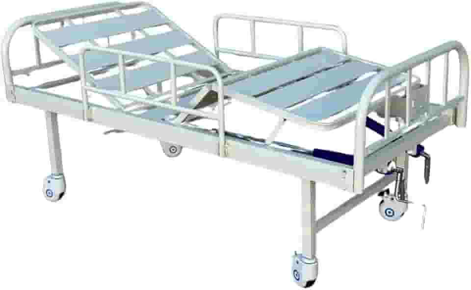 Cama Hospitalar Manual 2 Movimentos, Estrutura em Aço Carbono, Grades de Proteção, Rodas com Freio, Capacidade 180kg