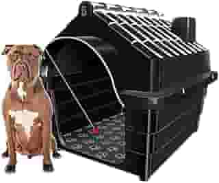 Kit Casa para Cachorros com Porta Ração N6 Cor:preto
