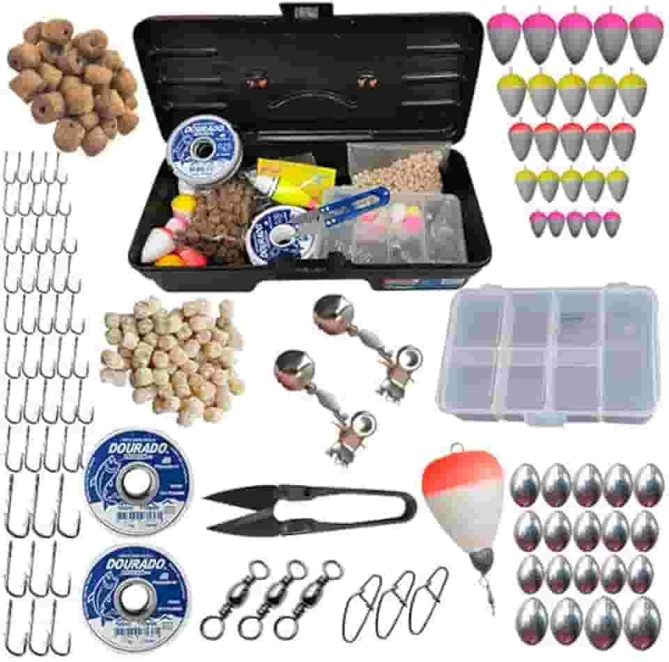 DoCarmo Kit de Pesca Completo - Maleta Anzóis Chumbo Girador Estojo Tralha