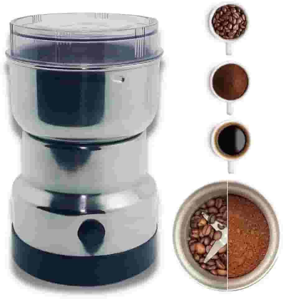 Moedor Elétrico de Café e Grãos, Triturador Multifuncional em Aço Inoxidável, Potência 150W para Café, Sementes e Especiarias, com Tampa Transparente, 110V