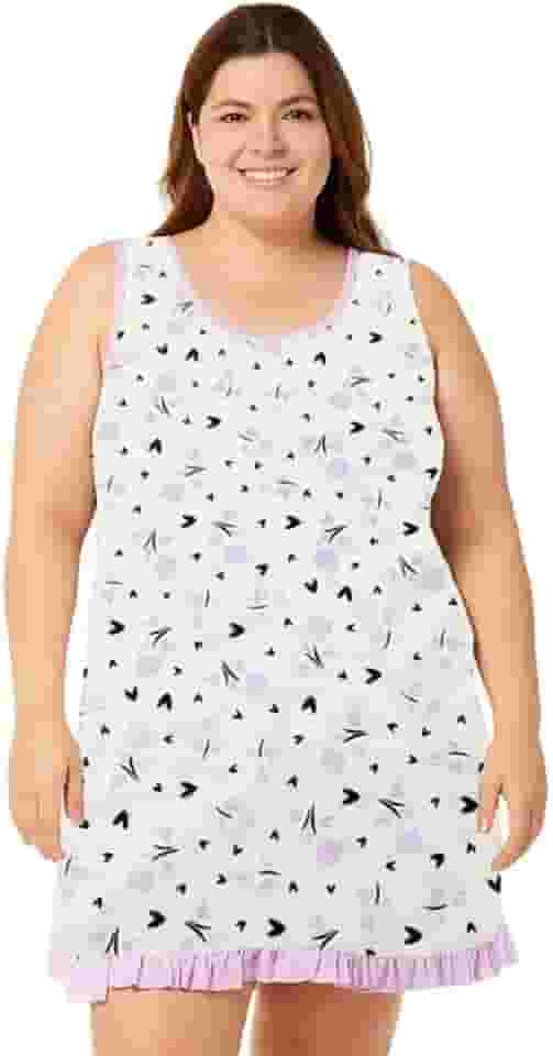 Camisola Regata Feminina Plus Size Estampa Floral Confortável Camisão Dormir Verão Extra Grande